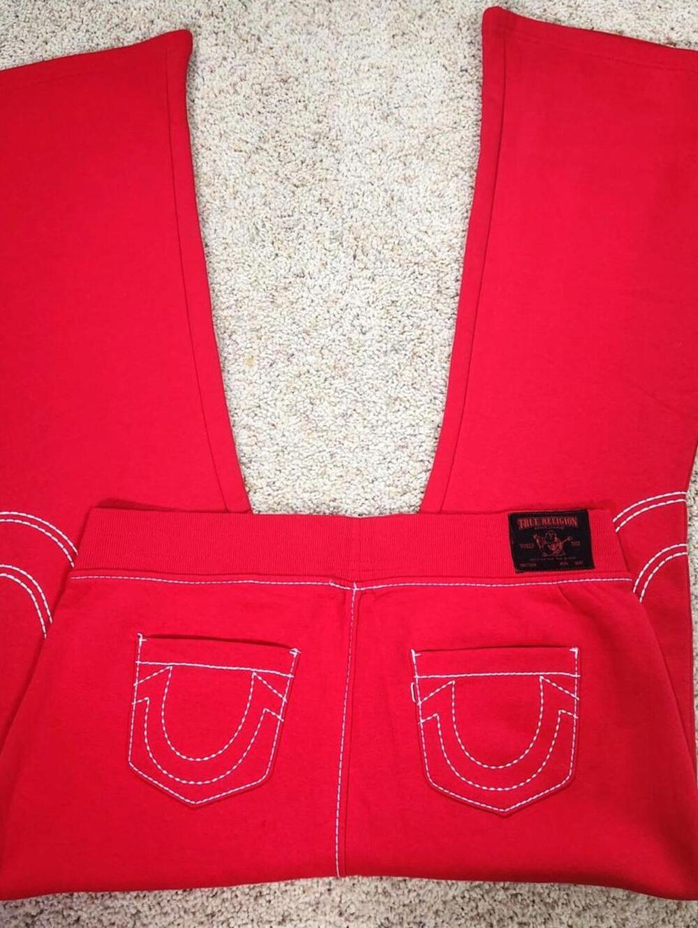 NEW True Religion Pull-On Flare Jeans Red Anniversary XL